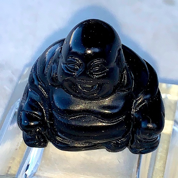 BUDDHA OBSIDIAN CRYSTAL STONE ROCK 1 1/4 INCH (FOR ONE) HEALING STONE - Picture 4 of 8